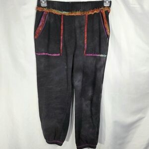 La Miel Black Intentional Fading Multicolored Trim Jogger Sweatpants Size Medium